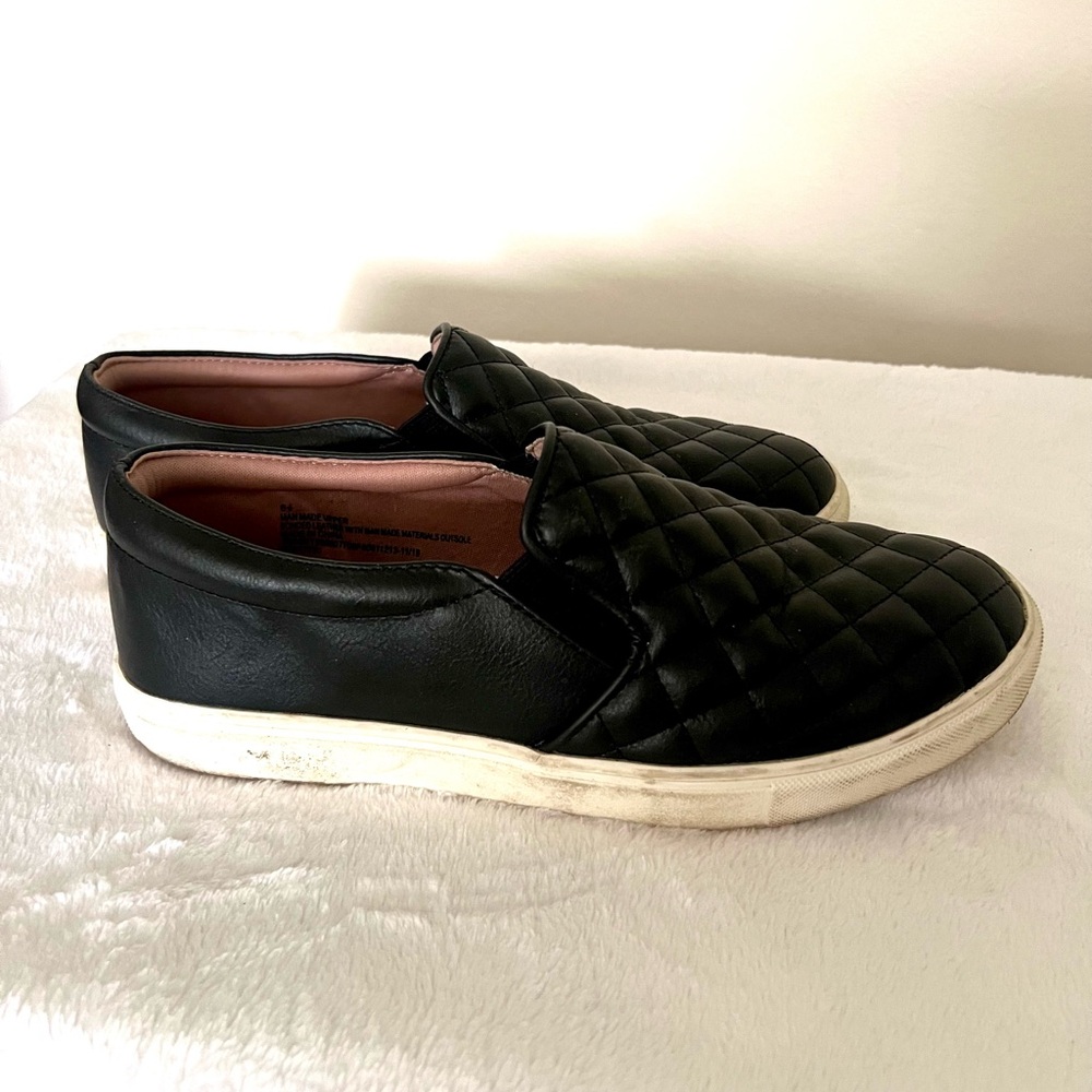 Black Quilted Slip-On Sneakers